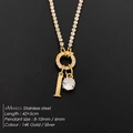 14K gold plated stainless steel necklace with number 1 and crystal pendant jewelry - Letter L