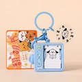 Blue cartoon dog flip-book keychain with a rotatable knob and colorful card packaging - Sky Blue Flip-Book Dog
