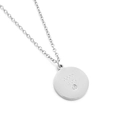Collier médaille minimaliste argenté avec gravure GOOD LUCK et petit cristal - Style Rond Argenté Good Luck (KN198664-KLX)