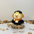 Detailed macro view of a hand-carved wooden cartoon animal figurine for desktop decor - Pigsy Style
