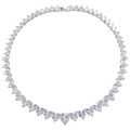 Exquisite necklace with white heart-shaped zircons and 18K silver-plated finish - White Gold - Pink Zirconia
