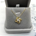 Elegante collana a quadrifoglio in argento S925 dorato con ciondolo in zircone - Pendente + Catena a Croce da 45cm / Oro