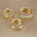 Three-piece gold plated earring set with micro-pave cubic zirconia and smooth finish - Gold (Y26070)