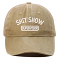 Vintage khaki embroidered cotton baseball cap with distressed finish for casual outdoor wear - One Size / Khaki