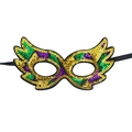Classic Mardi Gras sequin party mask in iconic purple, green, and golden festive colors - Mardi Gras Sequin Mask F-Symmetric Wings