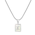 Snake chain necklace with rectangular shell pendant featuring letter K in silver finish - Silver K (With Chain)