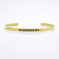 Minimalist 4mm gold stainless steel cuff bracelet with STANDARDS engraving - Standard