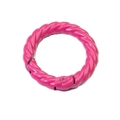 Pink twisted texture circular alloy spring gate ring for DIY keychain accessories - Outer Diameter 28mm / Lacquered Rose Red