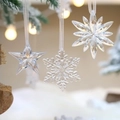Décorations de Noël en acrylique transparent, étoiles et flocons suspendus au sapin - Ensemble Combiné (Lot de 3)