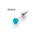 F136 titanium stud earring featuring a turquoise opal stone and silver conical back - Thick Rod (1.2*6mm) / Teal (OP546)