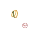 925 sterling silver double-layer cross hoop earrings with green zircon in gold plating - Gold Plated 925 Silver / Single Gold - Green Zirconia