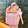 Cute pink cartoon Capybara keychain featuring rotating face and magnetic drawing beads - Magnetic Drawing Board - Pink