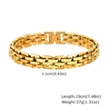 Detail view of 18K gold plated stainless steel watchband chain with product dimensions - Gold 19cm Length 1.1cm Width