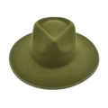 Sombrero de fieltro de lana verde oliva de ala ancha con corona en forma de gota - M (56-58cm) / Verde Militar
