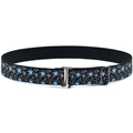 Adjustable kids elastic belt in black with blue and grey star patterns and metal buckle - Grey Star