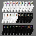 Men's cotton crew socks with black and white street graffiti and urban skull patterns - 1 Pair Trial Pack