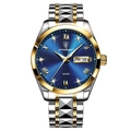 Orologio POEDAGAR da uomo con quadrante blu e cinturino bicolore in acciaio argento e oro - 985 Bicolore Oro Quadrante Blu