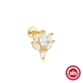Golden S925 sterling silver ear stud with five marquise-cut marquise-cut clear zircons - Gold #5 (Marquise Leaf Cluster)