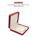 Red octagonal velvet pearl necklace gift box with interior necklace display, 19x19x4.5cm - Crown PU Leather / Burgundy