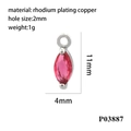 Detailed size chart for the 18K gold plated marquise zircon pendant jewelry DIY part - Silver/Light Pink Zircon