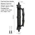 Vintage black cast iron door handle with ornate floral relief and mounting hardware - Cast Iron Door Handle 7212