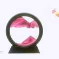 Pink circular quicksand art decoration with a deep frame and mountain patterns - 5 Inch Round Pink