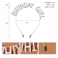 Silver rhinestone Birthday Girl headband with metal frame and black end protectors - Silver