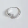 Adjustable silver open ring featuring a minimalist ball and rhinestone cluster design - Silver Plated Snake Pave Rhinestone Open Ring (B412)