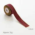 2.5cm wide burgundy Christmas satin ribbon with gold wire edges for DIY gift wrapping - 2.5cm Gold-Edged Satin Ribbon (6 Yards)