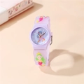 Kids purple cartoon mermaid watch with soft silicone strap for girls and boys - Purple