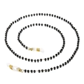 Fashion sunglasses chain with multifaceted black beads and gold-tone metal clasps - Black Beaded Style (KSC036-Z)