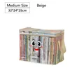 Beige mittelgroße Buchaufbewahrungstasche mit Griffen, 32x24x25cm für Studenten - Mittel / Smile-Cremeweiß