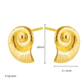 Gold French style stainless steel nautilus spiral stud earrings measuring 28mm by 21.5mm - Stainless Steel Conch 22855