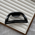 Minimalist jelly-colored shark clip in elegant black glossy finish for women's hair - 10cm Semicircle / Bright Black