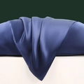 Glänzender dunkelblauer 22 Momme Maulbeerseiden-Kissenbezug mit feiner Textur - Marineblau