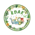 Piatto di carta con dinosauro cartone animato e scritta Roar per feste di compleanno - 10 Piatti da 7 Pollici