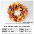 Künstlicher 45cm Herbstkranz mit Ahornblättern und Beeren auf Holzsockel - Gemischte Früchte Sonnenring Kranz / 45cm