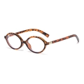 Classic tortoise shell oval glasses frame with gold metal accents and clear lenses - Light Tortoise Anti Blue Light C17