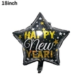 18-inch black star foil balloon with gold stars and Happy New Year text decoration - 18-inch New Year Black Gold Star Balloon