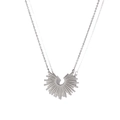 Minimalist silver sunflower ray necklace with sunburst pendant in stainless steel - Silver Dense Sunburst