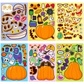 6-pack Halloween DIY stickers featuring pumpkins and ghosts for kids creative fun - Halloween Pumpkin Face Stickers