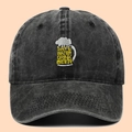 Dark grey washed cotton baseball cap with embroidered Save Water Drink Beer slogan - Adjustable / Black