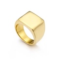 Gold square signet ring with a minimalist polished mirror finish in stainless steel - US 7 / Gold Polished Square Style (KR45393-K)