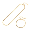 Goldschmuck-Set aus Edelstahl mit gedrehter Kette und passendem Armband-Set - Kordelketten-Set