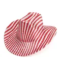 Sparkly red and silver striped wide brim cowboy hat with glitter sequins for parties - M (57cm) / Red and White Stripes(A25149) / Red & White