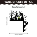 Halloween wall sticker featuring witch, bat and ghost silhouette for door frame - Witch & Cauldron Silhouette (CT24Y12443T_T)