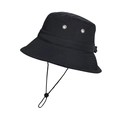 Cappello da sole nero da esterno con prese d'aria e cordino regolabile per pesca - Nero