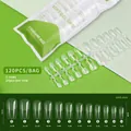 Size chart for clear ballet press-on nails showing width and length in millimeters - 120pcs Traceless Nail Tips 08