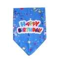 Bandana blu di compleanno per cani con coriandoli e scritta Happy Birthday stampata - Nastro Blu