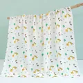 Soft cotton baby swaddle blanket with yellow giraffe and green tree cartoon prints - Yellow Deer